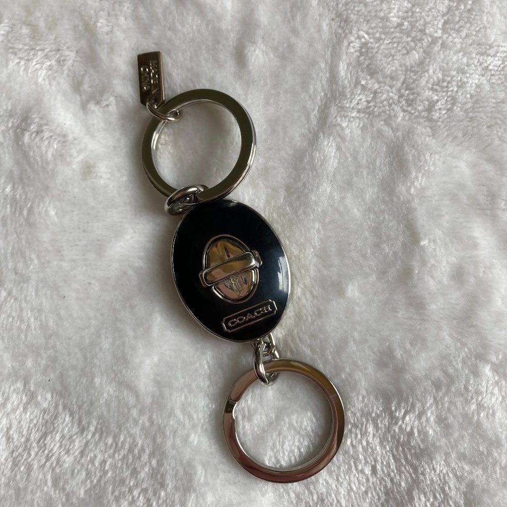 Coach Black/Silver Detachable Release Keychain
